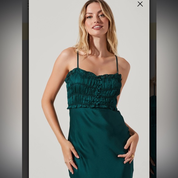 Astr The Label Zola Midi Dress Hunter Green Size Small NEW - Picture 5 of 15